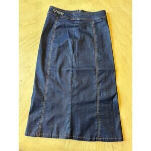 VTG XOXO Jean Midi Pencil Skirt Office Western Cowgirl Stretch Denim XS 00 Y2K